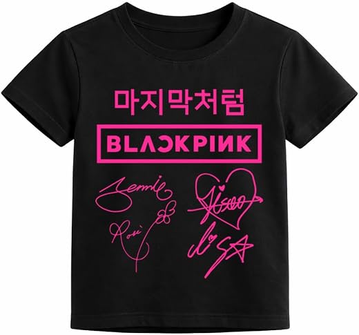 cover n fashion Unisex Cotton Round Neck Blackpink Kpop Printed Tshirt for Girls/Boys/Kids (Black) BKT26BK03