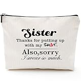 Novelty Makeup Bag for Sister, Sister Gifts from Sister Brother, Gift Idea for Mothers- Sorry I...
