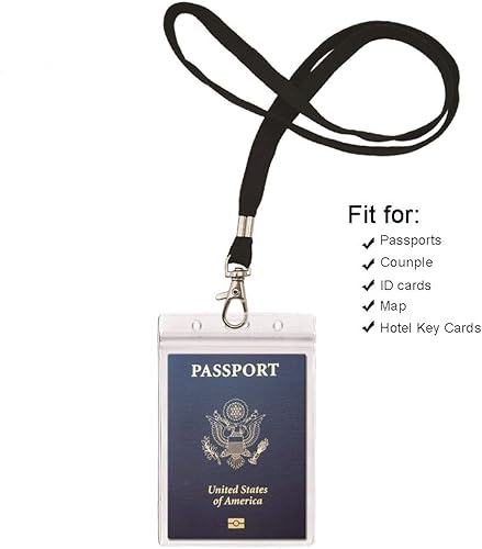 Miniatura 6 de Portatarjetas extra grandes de PVC para pasaporte, 4 x 6 pulgadas, con relleno de cordones para pasaporte (paquete de 5 cordones negros)