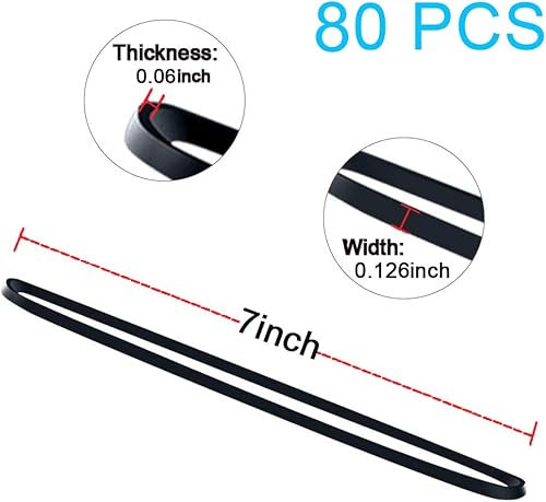 Miniatura 2 de AMUU Bandas de goma negras para papeleras de 8-33 galones, paquete grande de 120 piezas, tamaño #117B (17.8 cm x 0.32 cm) para papeleras grandes