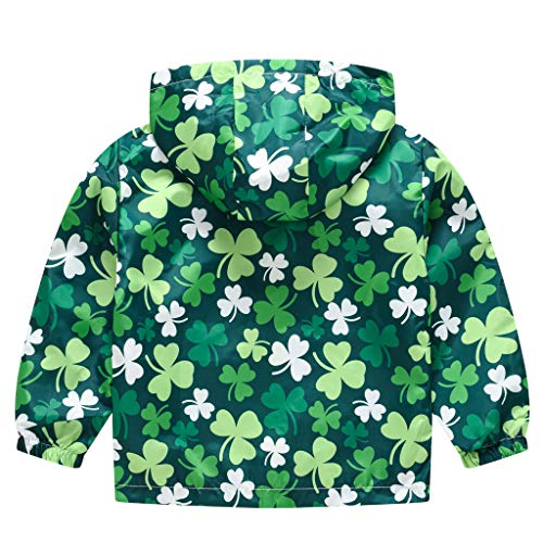 Image of TUIJI Toddler Boys Girls Cartoon Print Zip Jacket Hooded Trench Lightweight Kids Coats Windbreaker Casual Outerwear