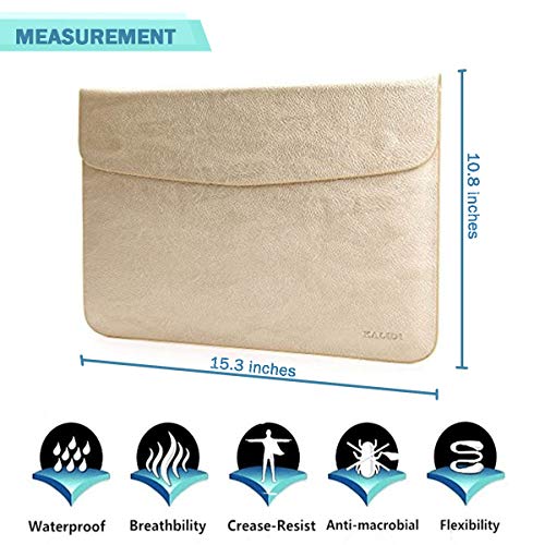 KALIDI 15 inch Laptop Sleeve 15.6 inch Laptop Case Bag for New 15" MacBook Pro 15.4" ASUS VivoBook S Inspiron 14 Notebook Bag, 15-15.3 inches, Gold