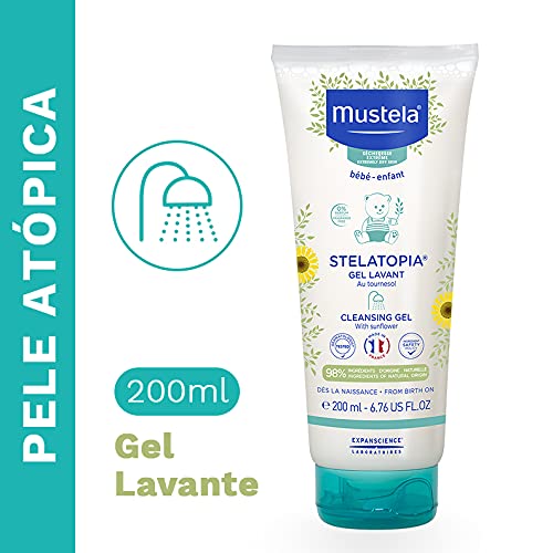 Mustela Stelatopia Gel Lavante 200ml - Sabonete Líquido Infantil sem Fragrância para Peles Atópicas