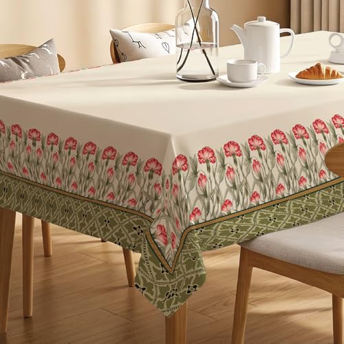 Image of Urban Space Sicilia Table Linen Collection - Premium Water & Stain Resistant Dining Table Cover for 4 Seater, Anti Skid Table Cloth for Center Table (Courtyard Green, 4 Seater 52 inch x 72 inch)