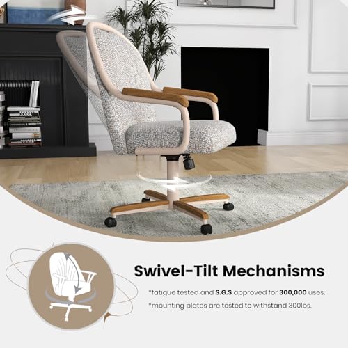 Chromcraft D7775CHLT-31-DP32CHLT-1PC Douglas Casual Dining Chairs Classic Swivel Tilt Dinning Chairs With Casters, Wooden Arm Metal Base Chairs With Rolling Wheels For Kitchen & Dining Room thumb #8