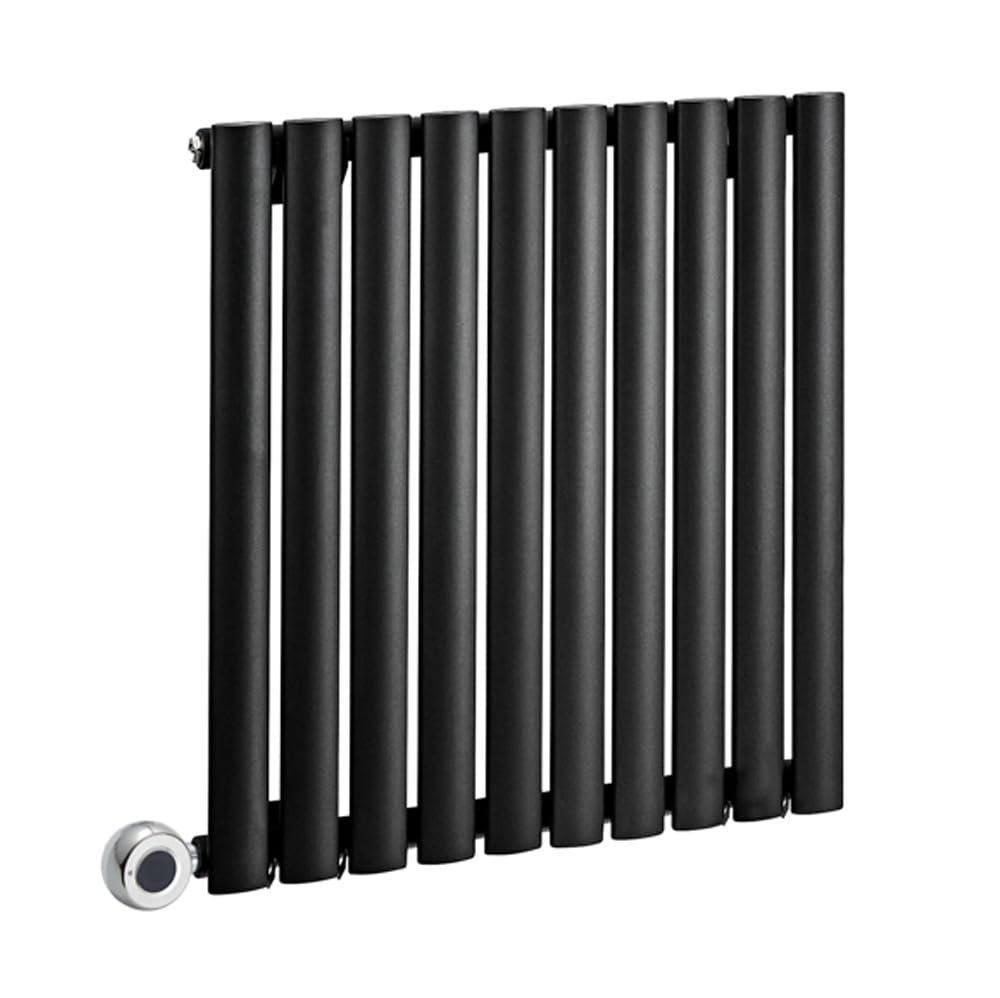 Milano Black Aruba 600W Horizontal Single Oval Panel Wifi Electric Radiator - 635Mm X 590Mm