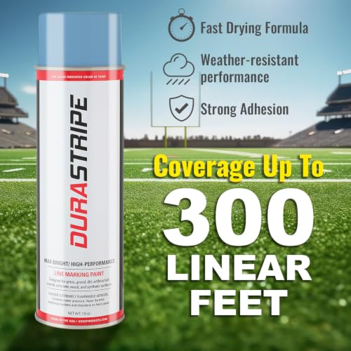 Image of Athletic Field Marking Paint - 2 Cases of 12 T-Tip Spray Cans (24 Total), 18 oz Each - Bright, Durable Field Striping Paint (NC Blue)