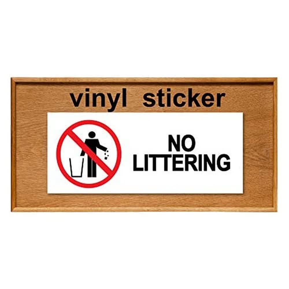 Party Decor Warning - No Littering - Warning Sign Removable Self Adhesive Label - 100Mm X 148Mm - Pack Of 4