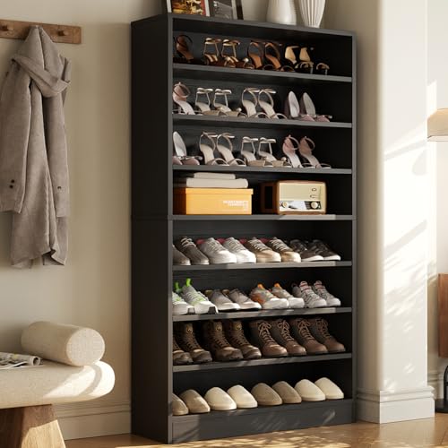 Homieasy Tall Shoe Cabinet, 9-Tier Wood Shoe Rack Organizer Cabinet