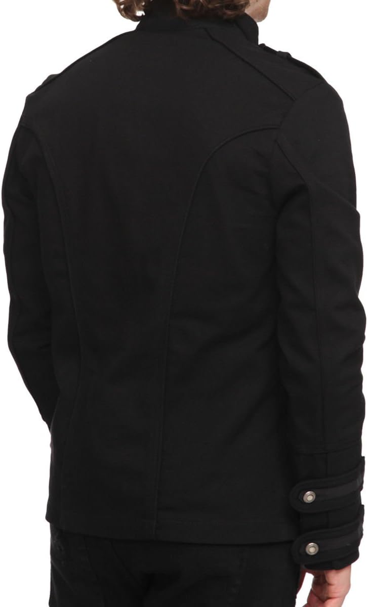 Gothic Master Black Gothic Steampunk Military Pea Coat Jacket