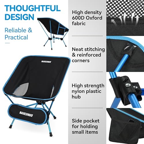 Image of MARCHWAY Lightweight Folding Camping Chair with Spring Lock, Stable Compact Portable for Outdoor Camp, Travel, Beach, Picnic, Festival, Hiking, Backpacking (Lowback Blue)