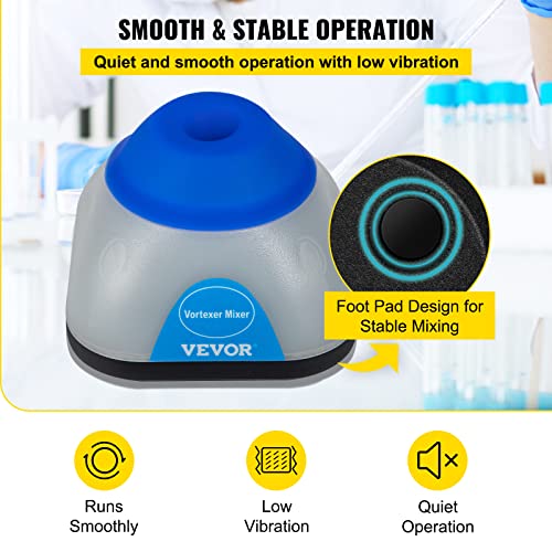 Image of VEVOR Vortex Mixer, 3000rpm Mini Vortex Mixer Shaker, Touch Function Scientific Lab Vortex Shaker, Mix Up to 50ml, 6mm Orbital Diameter for Test Tube, Tattoo Ink, Nail Polish, Eyelash Adhesives, Paint