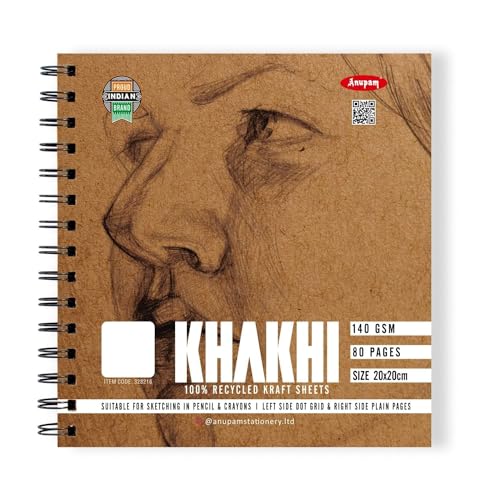 Anupam Khakhi 100% Recycled Kraft Paper Wire-O Book 160gsm 80 Pages One Side Dot Grid and Other Side Plain (Size Square) (B0D4ZF9F4K) Amazon Price History, Amazon Price Tracker