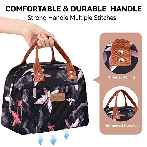 HOMESPON Insulated Lunch Bag for Women Men Lunch Tote Adult Cool Bag Lunch Box Container for Work School Picnic(Pink Flowers) - Image 3