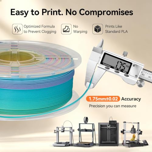 Image of Kingroon 3D Printer Filament Matte Rainbow PLA Filament 1.75mm 3D Printing Filament 1kg Dimensional Accuracy ±0.02mm,Fit Most 3D Printers