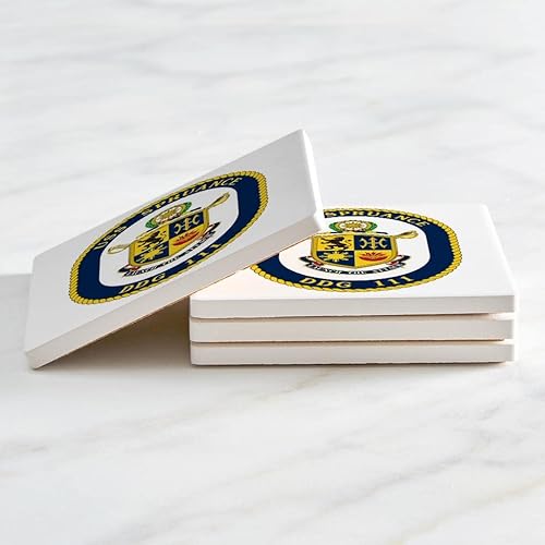 Miniatura 3 de USS Spruance (DDG-111), Joyride Home Decor, 4 posavasos de cerámica, posavasos cuadrados de 4 pulgadas, juego de 4, parte trasera de corcho