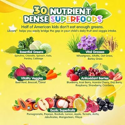 Kids Super Greens Gummies, Superfood Multivitamin for Kids, 30 Veggie, Fruit, Vitamin, Mineral, Probiotic, Kids Vitamin Gummies for Growth, Immunity, Digestion, Picky Eater Approved, Sugar Free 2Pack