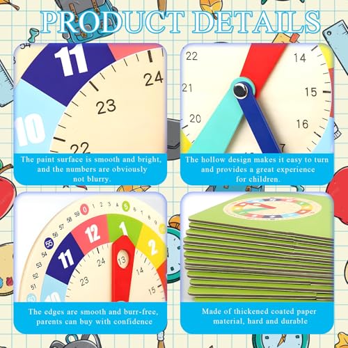 Beinup Uhr Zum Lernen Für Kinder,Lernuhr,Lernuhr Kinder,L-ernuhr aus Holz,Zeitunterrichts und Demonstrationsuhrmodell,Montessorispielzeug,Pädagogisches Spielzeug Geschenk Für Junge Mädchen
