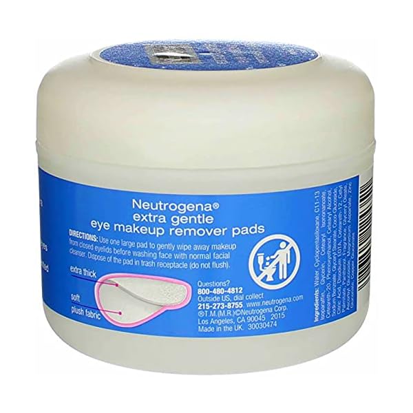 Neutrogena Eye Extra Gentle Makeup Remover Pads 30'S Jar (3 Pack)