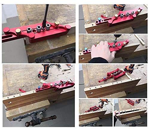 DIY Woodworking Round Wood Tenon Hole Drill Jig Carpenter Punching Locator Drilling Set Hole Puncher Set