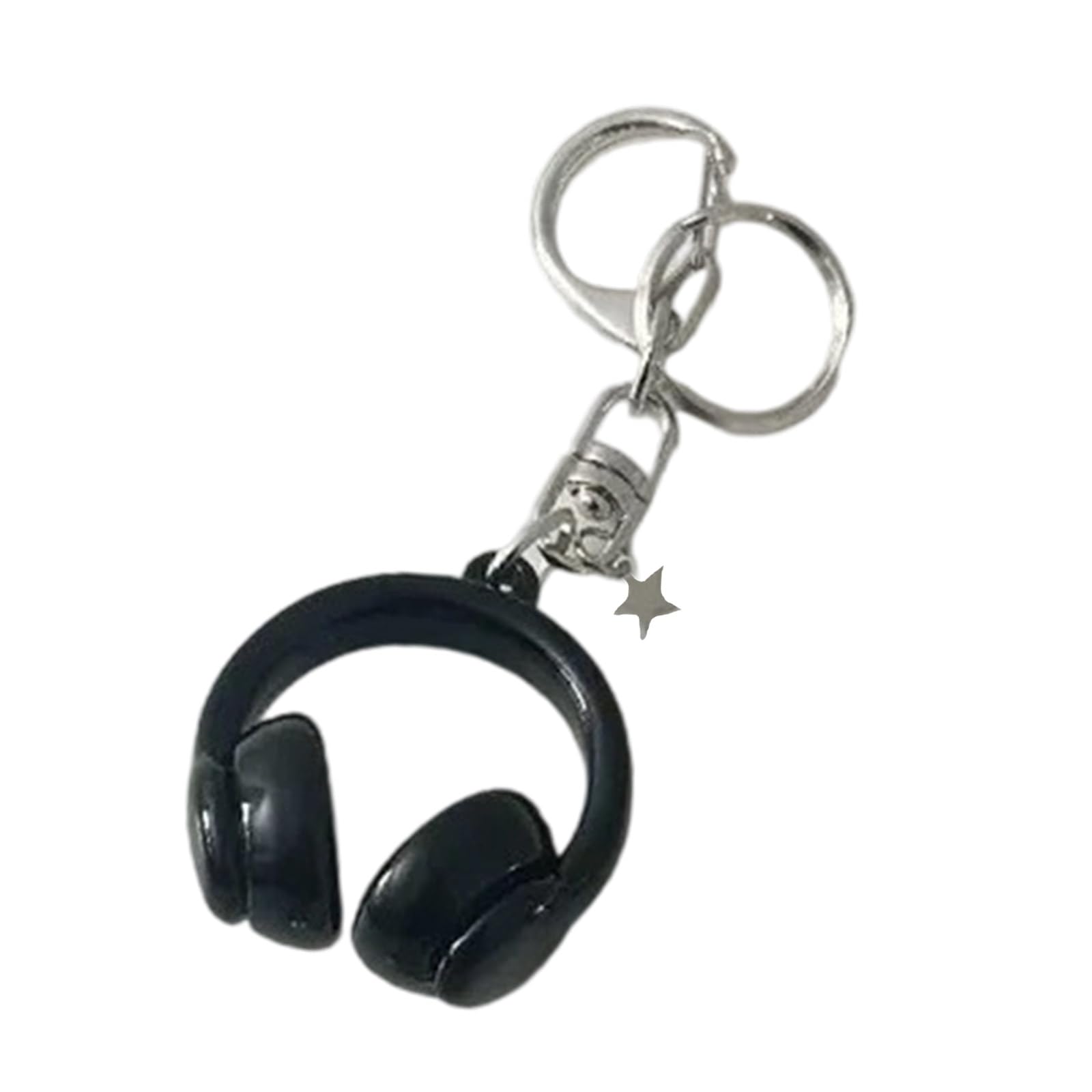 Jazuaiao Trendy Gradient Earphone Keychain Fashionable Carabiner Clip for Music Lovers Personalize Alloy Keyring Gradient Earphone Keychain