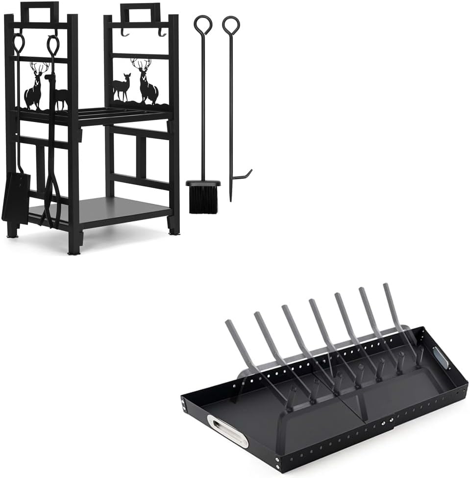 INNO STAGE Firewood Rack, Adjustable Fireplace Tray