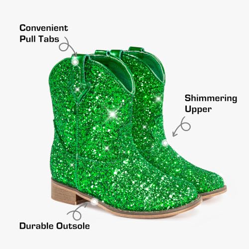 Image of Motasha Toddler Girls Cowgirl Boots Glitter Toddler Cowboy Boot Ankle Girls Boots Little Kids Horse Riding Shoes Party Birthday