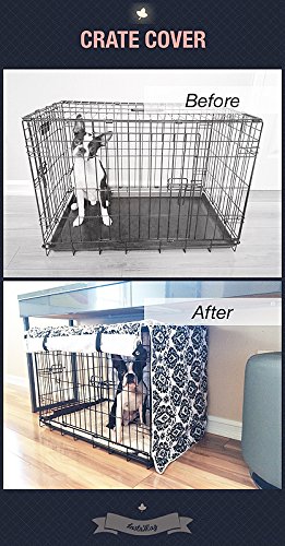 528zone Black & White Damask Design Dog Pet Wire Kennel Crate Cage Cover (Small, Medium, Large, XL, XXL) (Medium… - Image 2