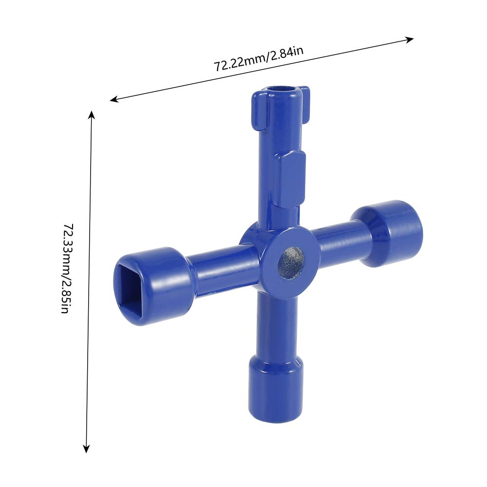 Clé Utilitaire Multifonction Cross Triangle Key pour Gaz d'Eau Électrique Box Armoire à Pharmacie Clé d'Ouverture (bleu)
