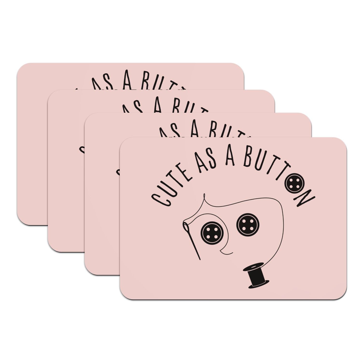 Sets de table rose caoutchouc Cute as a Button Doll contre rayures et glisse