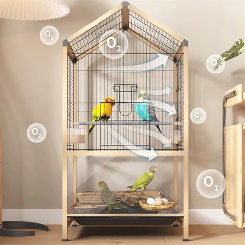 Vogelkäfige Vogelkäfig aus Metall mit doppelter Präsentation, geeignet for Papageien, Kanarienvögel, Loris, Turteltauben und Finken. Goldfarbe groß Komfortabel-6