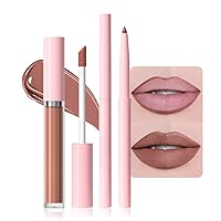 Vista 21 de AMY'S DIARY Juego de 2 piezas de delineador de labios y lápiz labial mate color marrón palisandro, tinte de labios verde brillo labial lápiz labial
