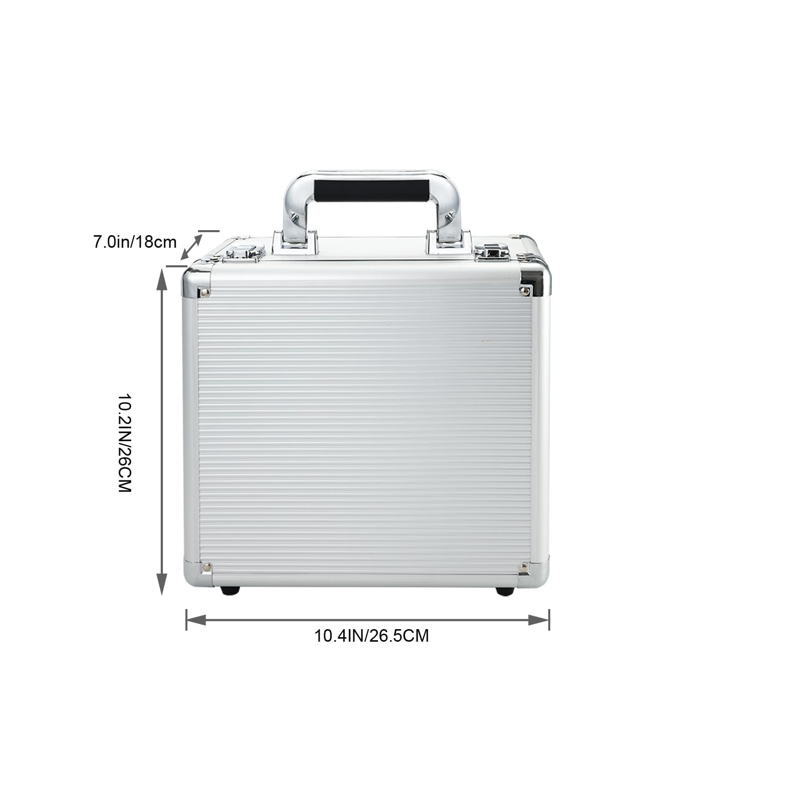 Aluminum Alloy Toolbox Storage Carry Case,Portable Travel Luggage Organizer Box for Audio GuestBook Telephone with Classic Retro Craftsmanship(Silver)