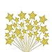 36 Pieces Cake Toppers Cupcake Gold Star Topper Star Cake Decor for Birthday Wedding Ceremony