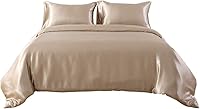 Vista 15 de HOTNIU Juego de funda de edredón de seda satinada con cierre de cremallera, colección de ropa de cama de 3 piezas ultrasuave de alta calidad