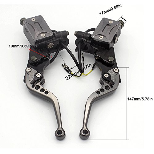 Fxcnc Racing Billet 7/8" Universal Motorcycle Double Hydraulic Clutch Brake Levers Master Cylinder Reservoir Fit For 50Cc-400Cc Motocross Scooter Atv Sportbike Streetbike Adjustable #TOP5