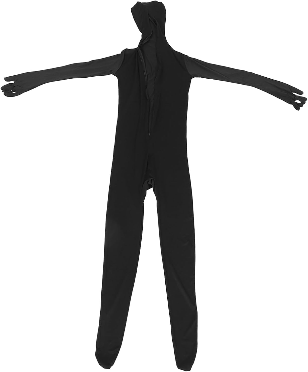 COLLBATH Black Invisible Spandex Bodysuit Costume for Men Ninja Outfit for Halloween Party and Stage Performances Comfortable Elastic Full Body Jumpsuit with Genuine Deep Black Tone for