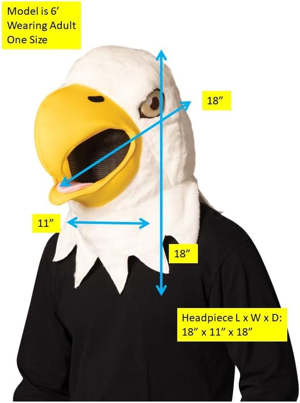 Mascot Head Bald Eagle Costume Headpiece Men and Womens, Adult One Size - Image 4