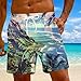 Boys Swim Trunks Black Summer Beach Elastic Waist Drawstring Men's Boxer Shorts 3XL Fashion Quick Dry Tropical Floral Print Swimsuit with Pockets No Liner Blue S