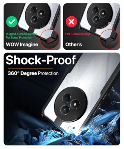 Image of WOW IMAGINE Shock Proof Clear Protective Back Case for Realme Narzo 80 Pro 5G - AirEDGE Technology | 360 Degree Camera Protection | Transparent Hybrid Back Case Mobile Cover - Black