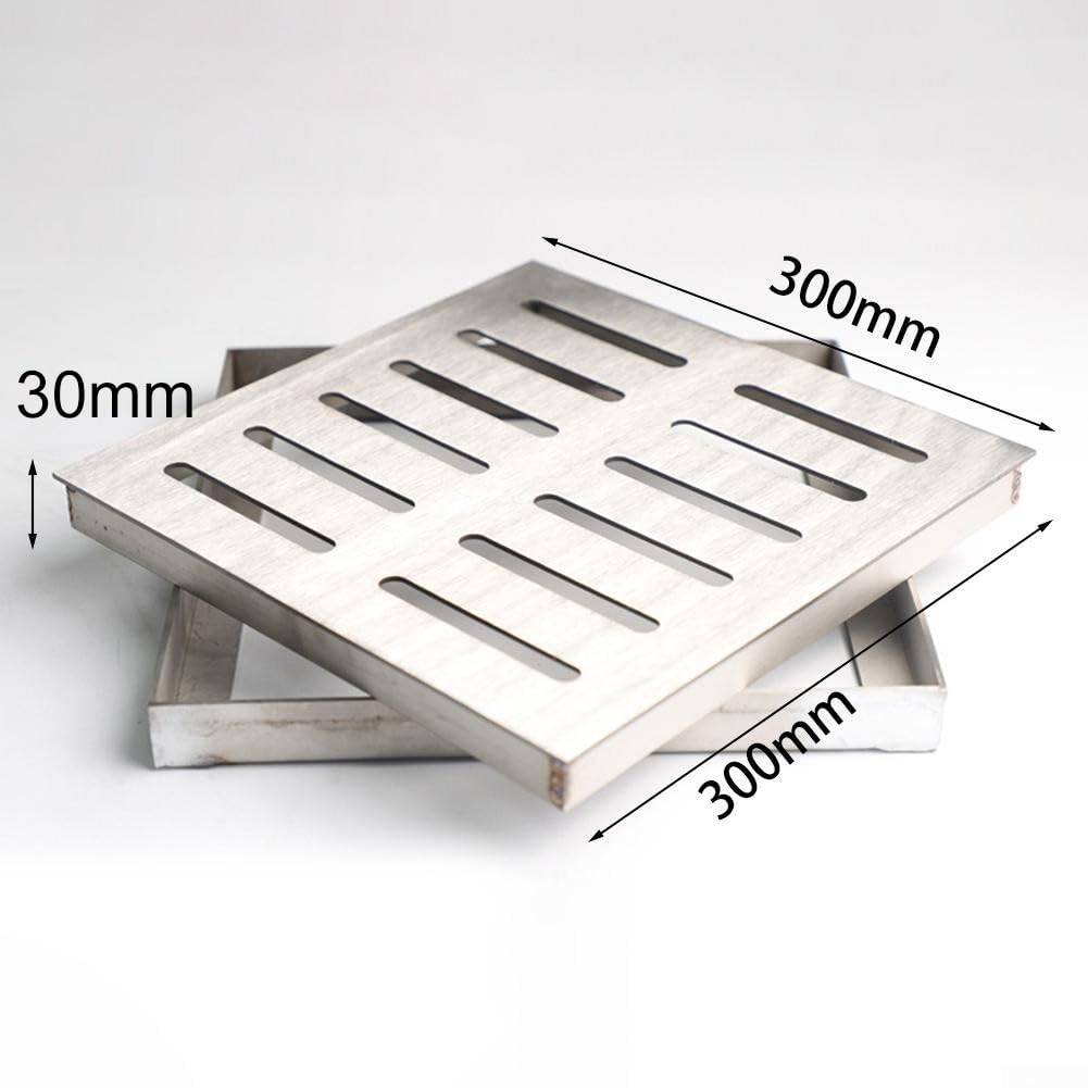 Grille de drainage en acier inoxydable pour l'extérieur 200 x 200 x 30 mm 300 x 300 x 30 mm Argenté Design trou double rangée (300 x 300 x 30 x 3 mm)