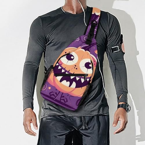 Halloween Monster Sling Bag Crossbody Casual para Viaje 38x20cm miniatura 7