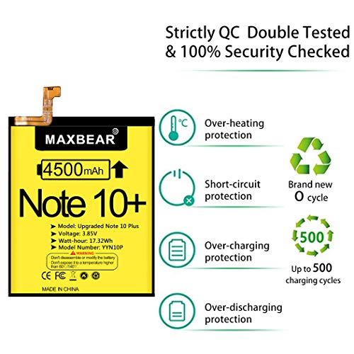 Image of MAXBEAR Galaxy Note 10 Plus Battery, (Upgraded) 4500mAh 3.85V Li-Polymer Replacement Battery EB-BN972ABU for Galaxy Note 10+ Note 10 Plus SM-N975F SM-N975F /DS with Repair Tool Kit
