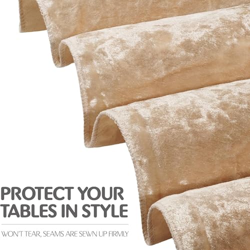RCZ Décor Crushed Velvet Champagne Square Tablecloth - 90" (1 Piece), Elegant Decoration, Perfect for Weddings, Birthday Parties & Special Celebrations by RCZ Décor - Image 6