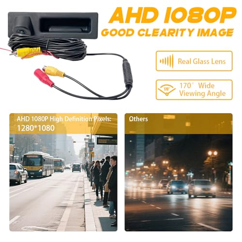 Image of 170 HD 1080P Waterproof Backup Camera - Trunk Handle Mount Rear View Parking Camera Replacement for 2008-2014 BMW E82 E88 E84 E90 E91 E92 E93 E70 E60 E61 E39 3 5 X5 X6 Night Vision & OEM