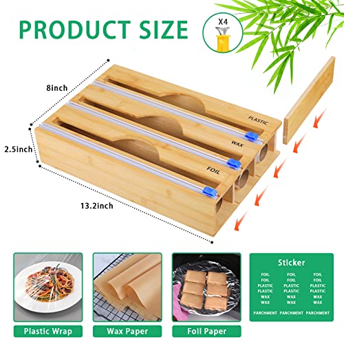 Garini 3-In-1 Bamboo Plastic Wrap Dispenser With Cutter thumb #1