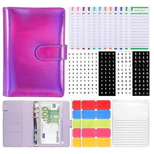Classeur A6 en PU Cuir,Classeur Budget A6,Classeur Budget 12 PVC Enveloppe Budget 12 Feuilles Budget,Budgétisation L'argent Enveloppes Économiser Organisateur avec Fermeture Boucle Magnétique Cover