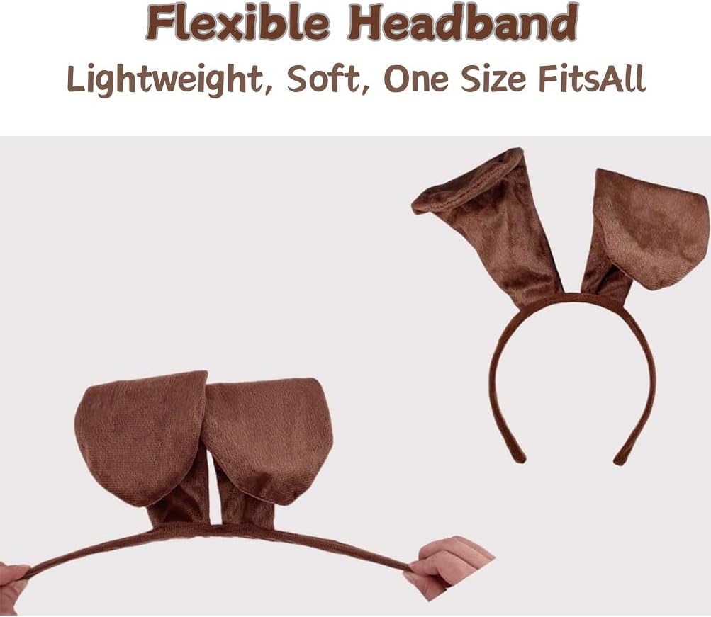 Brown Dog Ears and Tail with Nose Bow Tie Dog Ear Headband image 5