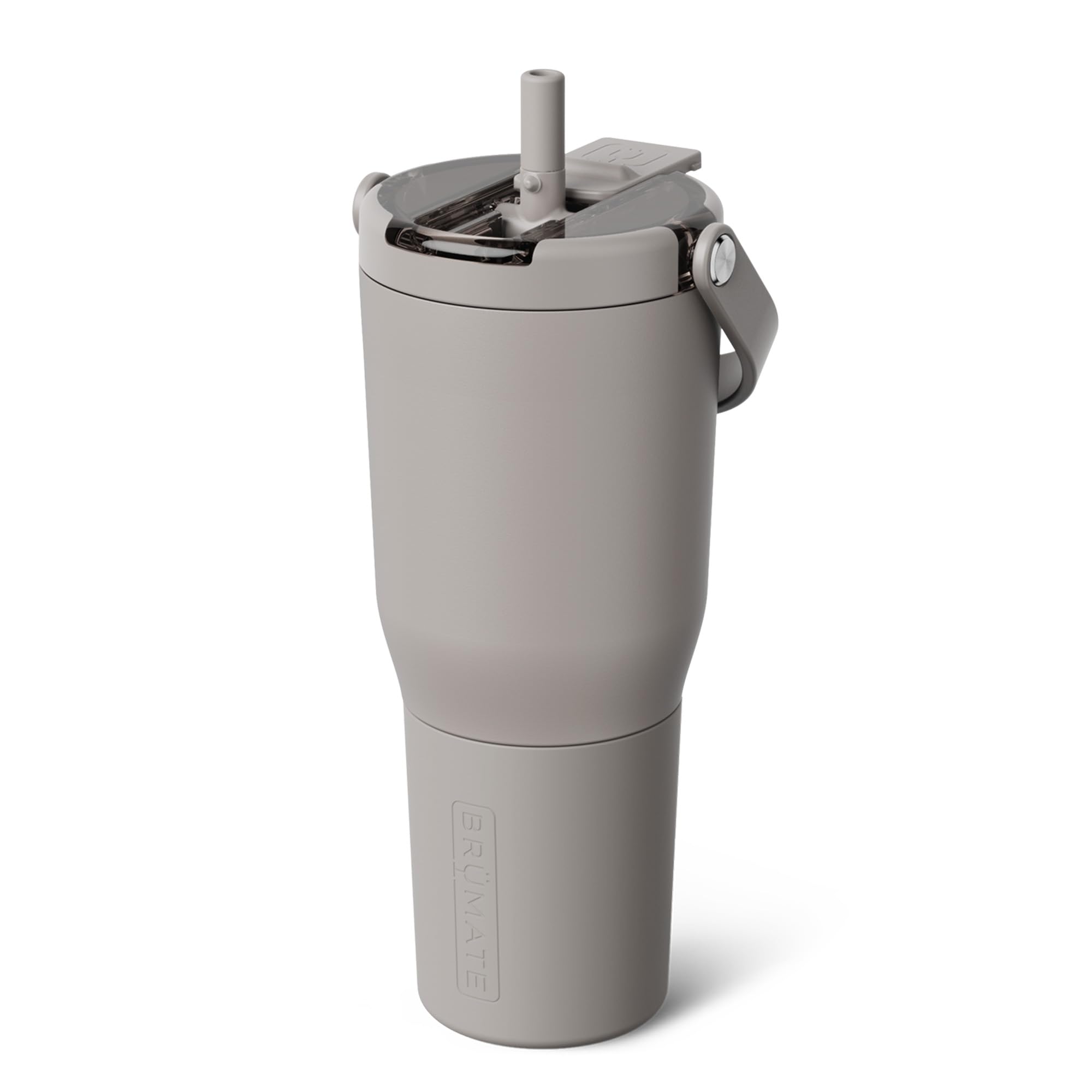 BrüMate Resa Flip 35oz Travel Tumbler with Covered Flip Down Straw | 100% Leakproof Water Bottle | Made of Insulated Stainless Steel | Cup Holder Friendly Silicone Base | 35oz (Mocha)