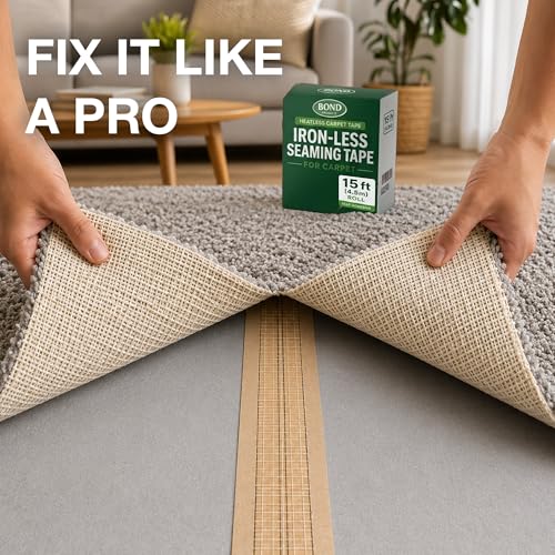 Image of Bond Carpet Seam Tape 15 Ft Roll, Heatless Seam Adhesive for Rug Binding | Self-Adhesive Heatless Carpet Seaming Tape - Strong Self-Adhesion - DIY Area Rug Binding, Joining, Repair & Upholstery